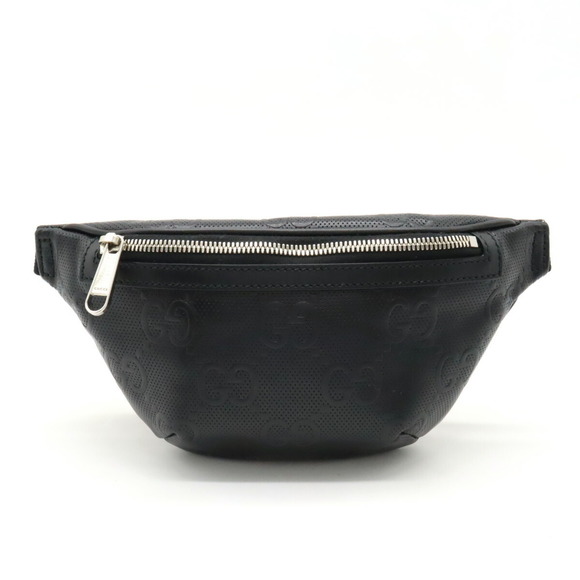 Gucci Body Double Lock Handbag Black Embossed Leather 248137